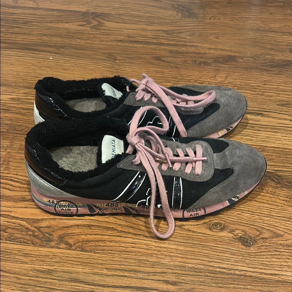 Premiata Lucy Shoes Mens 39 Black Pink Sneakers Streetwear